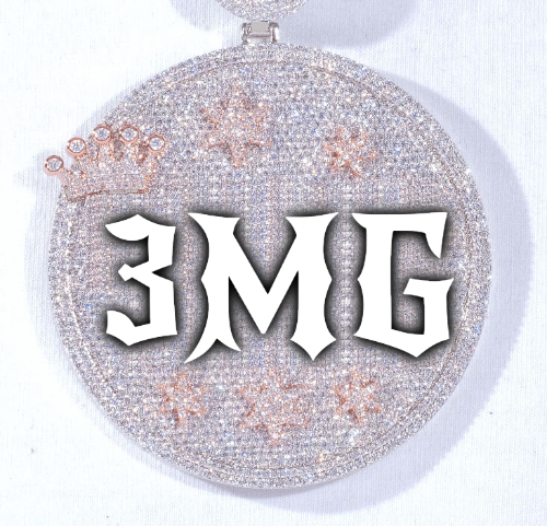 CUSTOM LETTER NECKLACE 3D BIG CROWN DISC