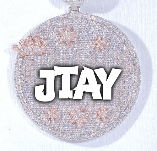 CUSTOM LETTER NECKLACE 3D BIG CROWN DISC