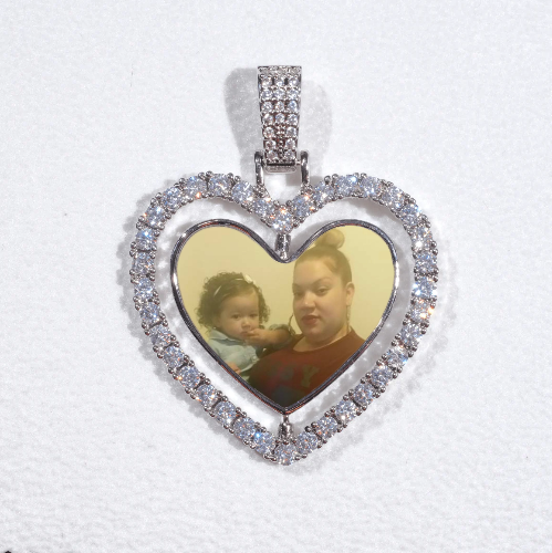 3D Spinning 2-Faced Heart Custom Picture Pendant