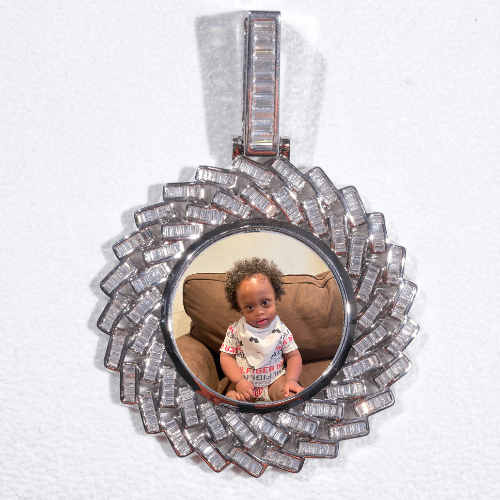 Large 3D Baguette Custom Picture Pendant