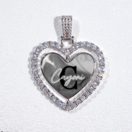 3D Spinning 2-Faced Heart Custom Picture Pendant
