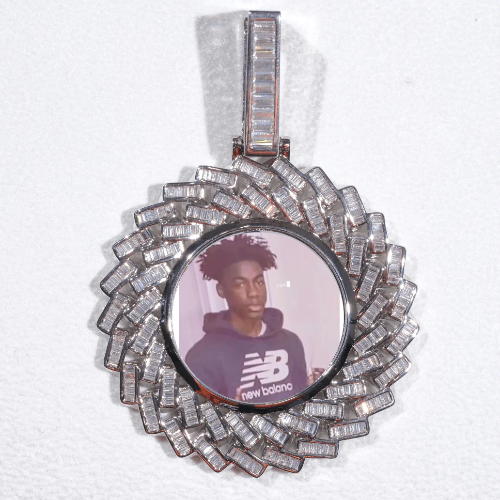 Large 3D Baguette Custom Picture Pendant