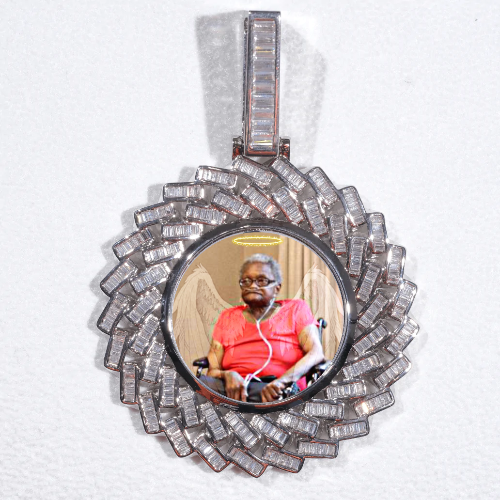 Large 3D Baguette Custom Picture Pendant