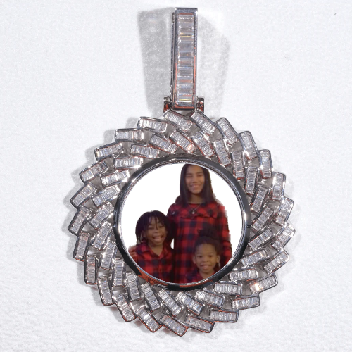 Large 3D Baguette Custom Picture Pendant