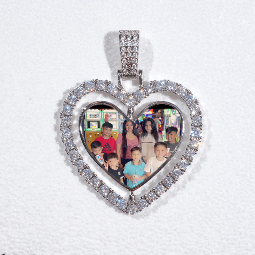 3D Spinning 2-Faced Heart Custom Picture Pendant