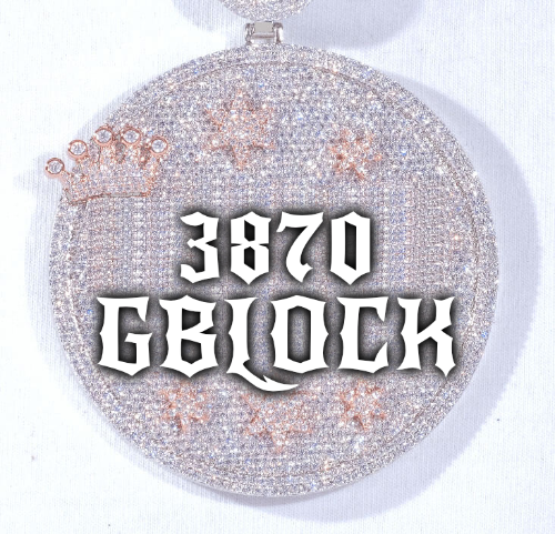 CUSTOM LETTER NECKLACE 3D BIG CROWN DISC