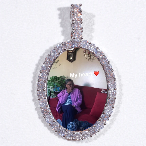 Large 3D Oval Custom Picture Pendant