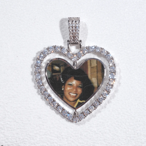 3D Spinning 2-Faced Heart Custom Picture Pendant