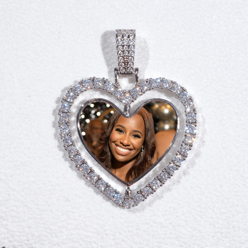 3D Spinning 2-Faced Heart Custom Picture Pendant