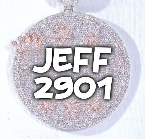 CUSTOM LETTER NECKLACE 3D BIG CROWN DISC