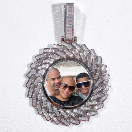 Large 3D Baguette Custom Picture Pendant