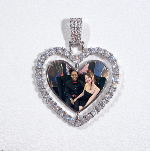 3D Spinning 2-Faced Heart Custom Picture Pendant