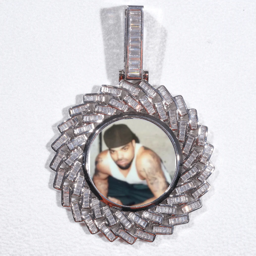 Large 3D Baguette Custom Picture Pendant
