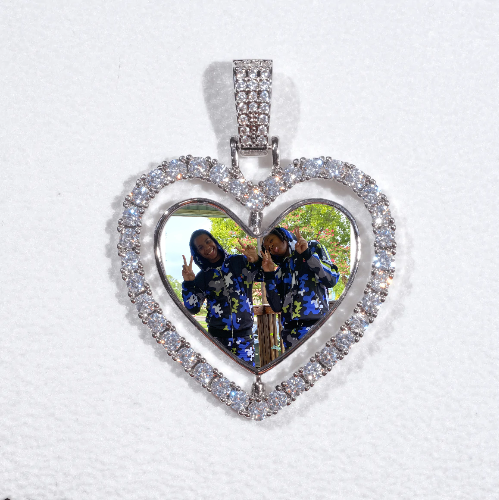 3D Spinning 2-Faced Heart Custom Picture Pendant