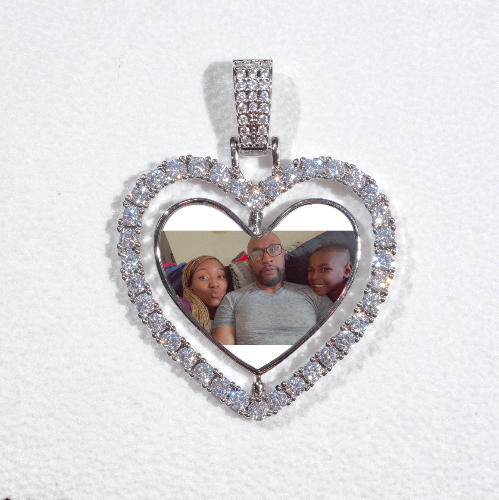 3D Spinning 2-Faced Heart Custom Picture Pendant