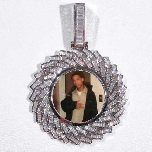 Large 3D Baguette Custom Picture Pendant