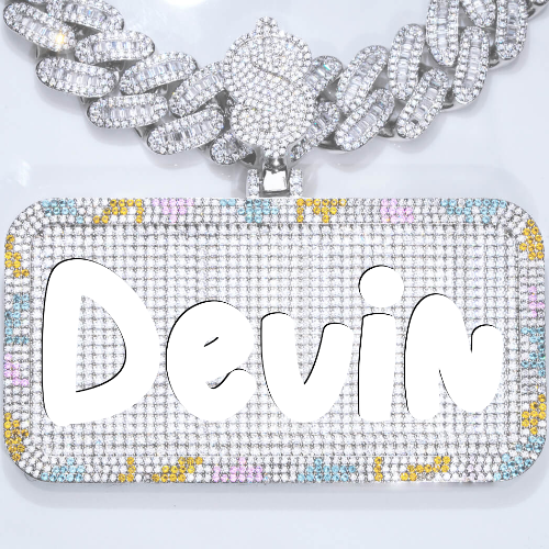 CUSTOM LETTER NECKLACE 3D COLORFUL SQUARE