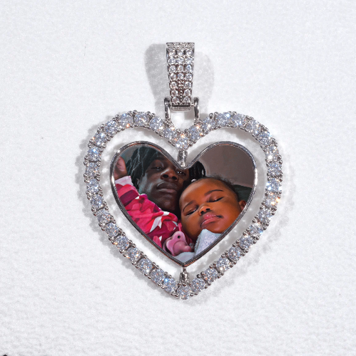 3D Spinning 2-Faced Heart Custom Picture Pendant