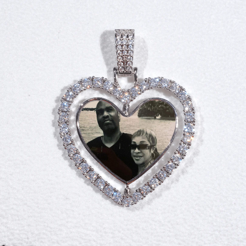 3D Spinning 2-Faced Heart Custom Picture Pendant