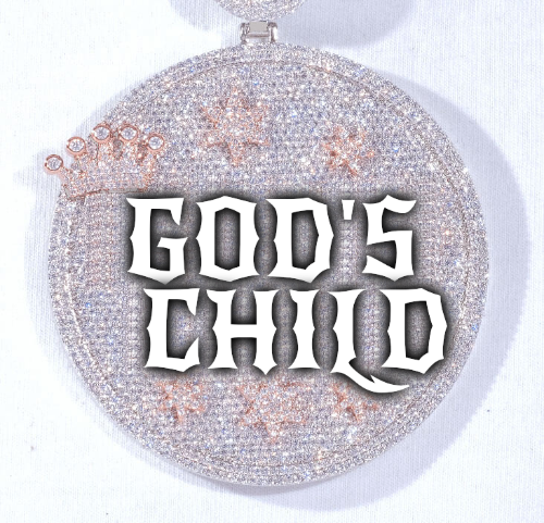 CUSTOM LETTER NECKLACE 3D BIG CROWN DISC