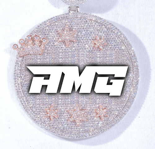 CUSTOM LETTER NECKLACE 3D BIG CROWN DISC