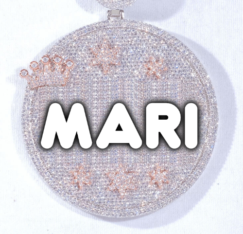CUSTOM LETTER NECKLACE 3D BIG CROWN DISC