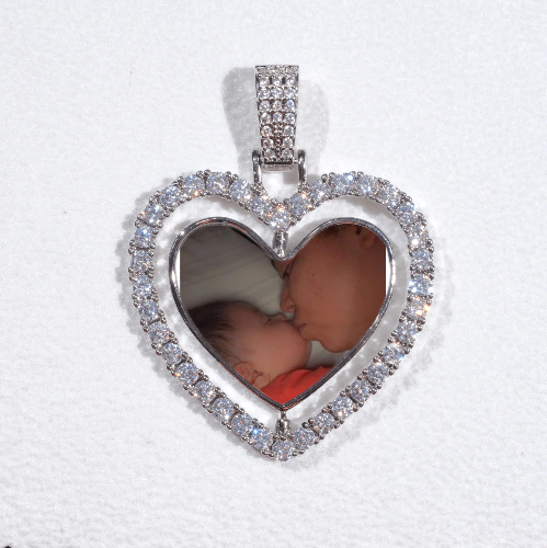 3D Spinning 2-Faced Heart Custom Picture Pendant