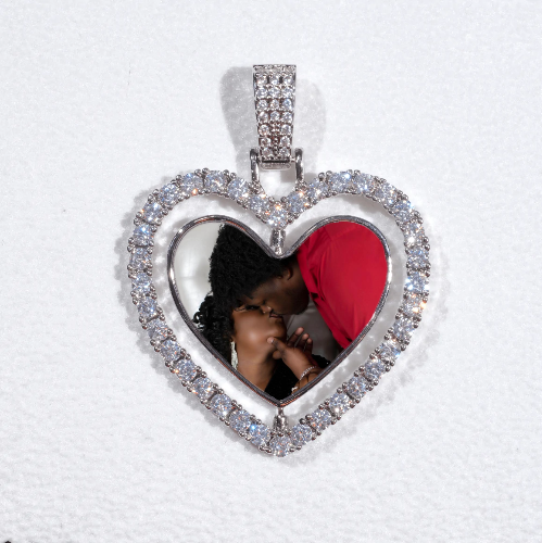 3D Spinning 2-Faced Heart Custom Picture Pendant