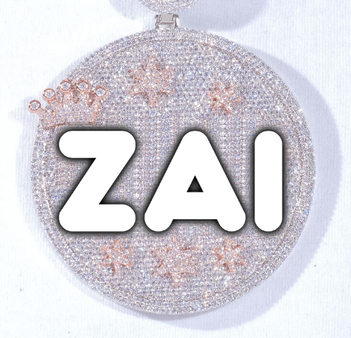 CUSTOM LETTER NECKLACE 3D BIG CROWN DISC
