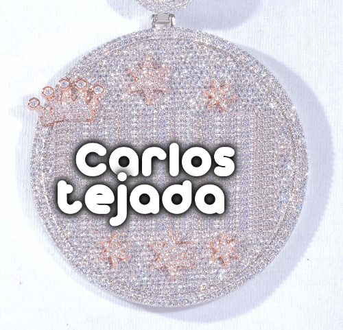 CUSTOM LETTER NECKLACE 3D BIG CROWN DISC