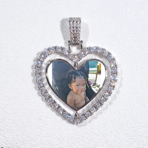 3D Spinning 2-Faced Heart Custom Picture Pendant