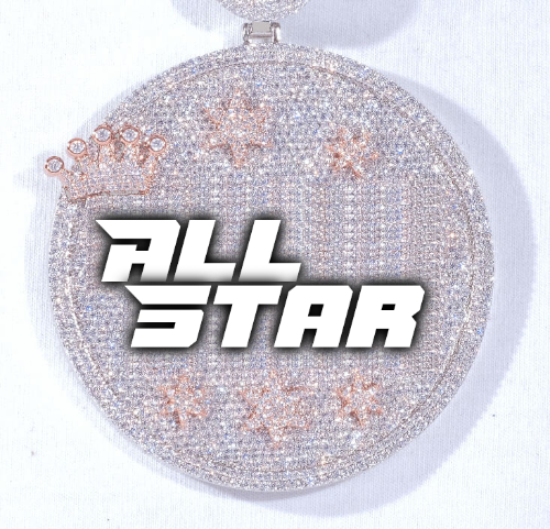 CUSTOM LETTER NECKLACE 3D BIG CROWN DISC