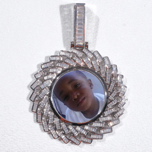 Large 3D Baguette Custom Picture Pendant