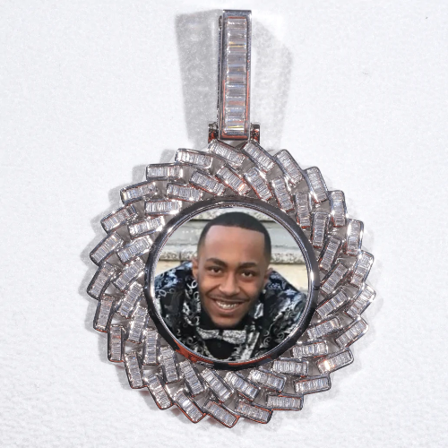 Large 3D Baguette Custom Picture Pendant