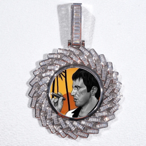 Large 3D Baguette Custom Picture Pendant
