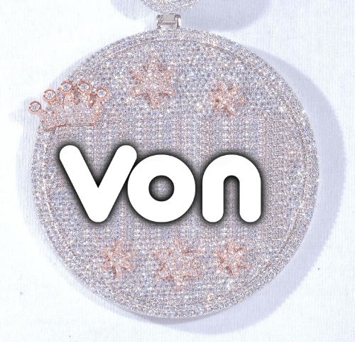 CUSTOM LETTER NECKLACE 3D BIG CROWN DISC