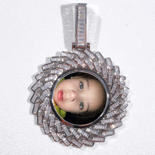 Large 3D Baguette Custom Picture Pendant