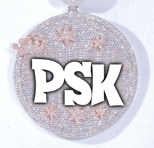 CUSTOM LETTER NECKLACE 3D BIG CROWN DISC