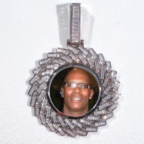 Large 3D Baguette Custom Picture Pendant