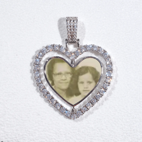 3D Spinning 2-Faced Heart Custom Picture Pendant