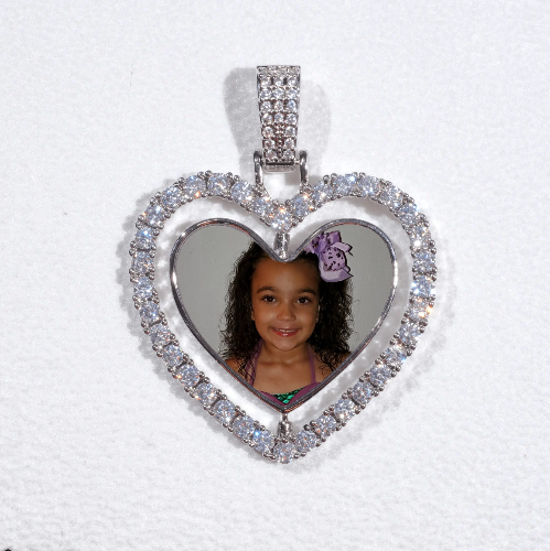 3D Spinning 2-Faced Heart Custom Picture Pendant