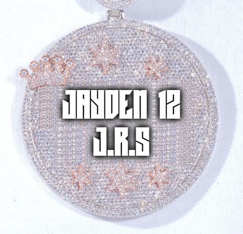CUSTOM LETTER NECKLACE 3D BIG CROWN DISC