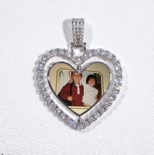 3D Spinning 2-Faced Heart Custom Picture Pendant