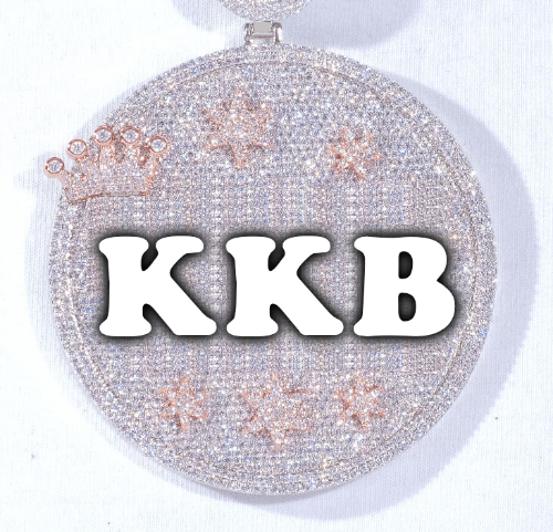 CUSTOM LETTER NECKLACE 3D BIG CROWN DISC