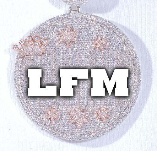 CUSTOM LETTER NECKLACE 3D BIG CROWN DISC