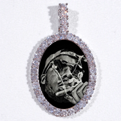 Large 3D Oval Custom Picture Pendant