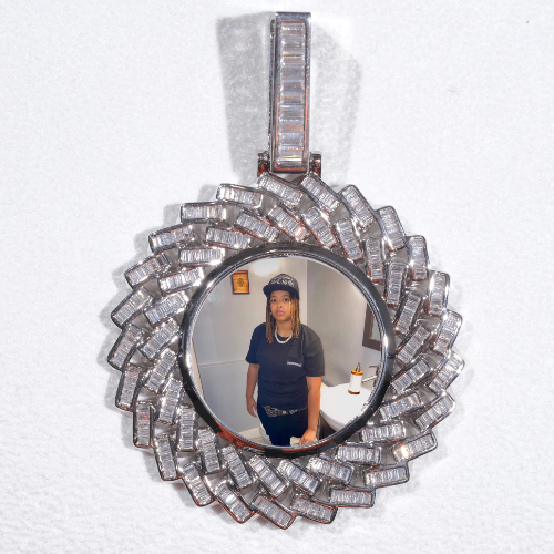 Large 3D Baguette Custom Picture Pendant