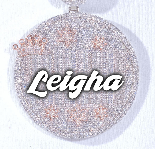 CUSTOM LETTER NECKLACE 3D BIG CROWN DISC