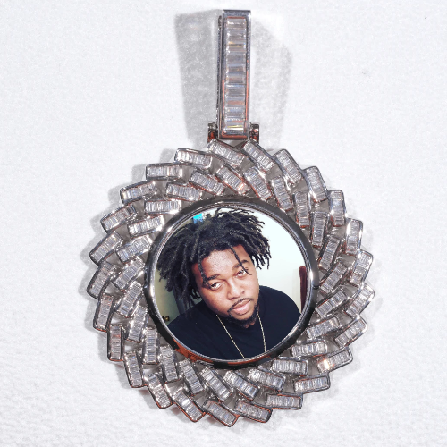 Large 3D Baguette Custom Picture Pendant