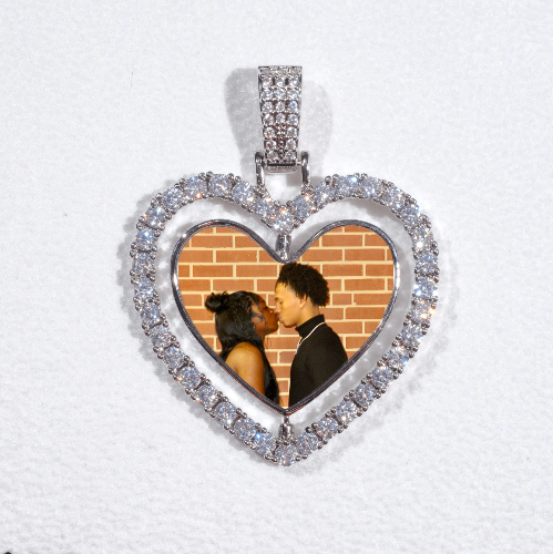 3D Spinning 2-Faced Heart Custom Picture Pendant